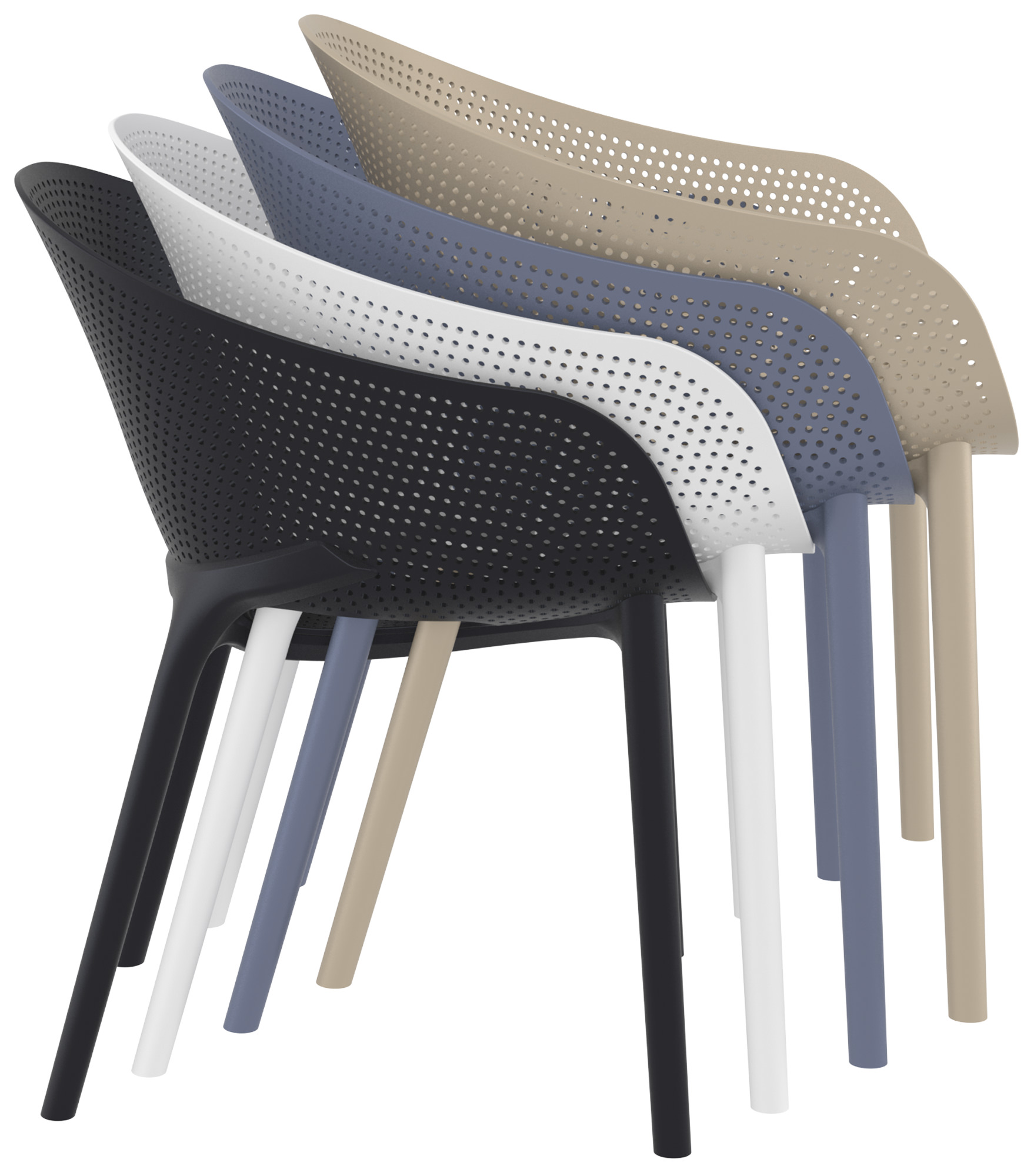 CLP 4er Set Stühle Sky Pro stapelbar und mit modernem Design
