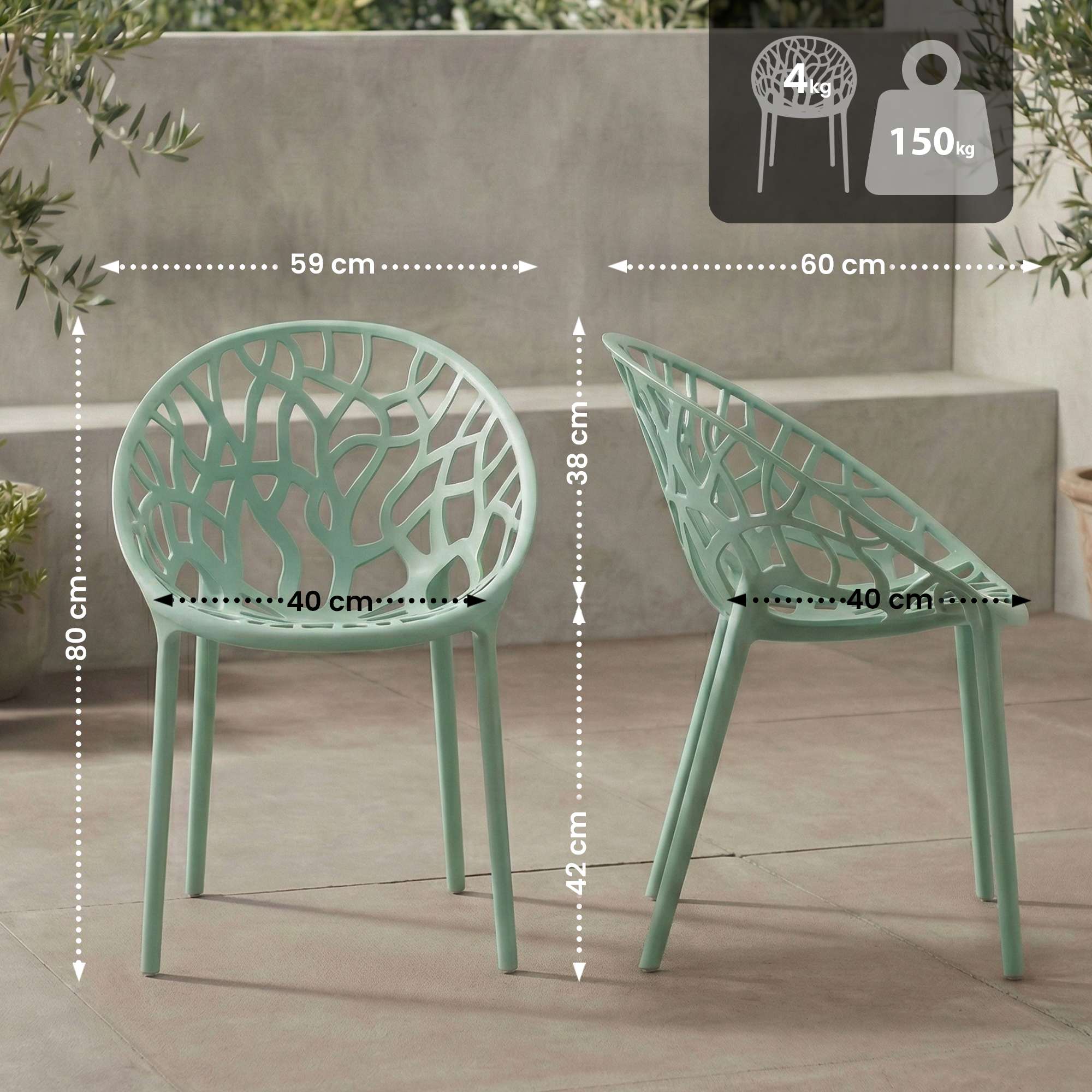 4er Set Gartenstühle Hope