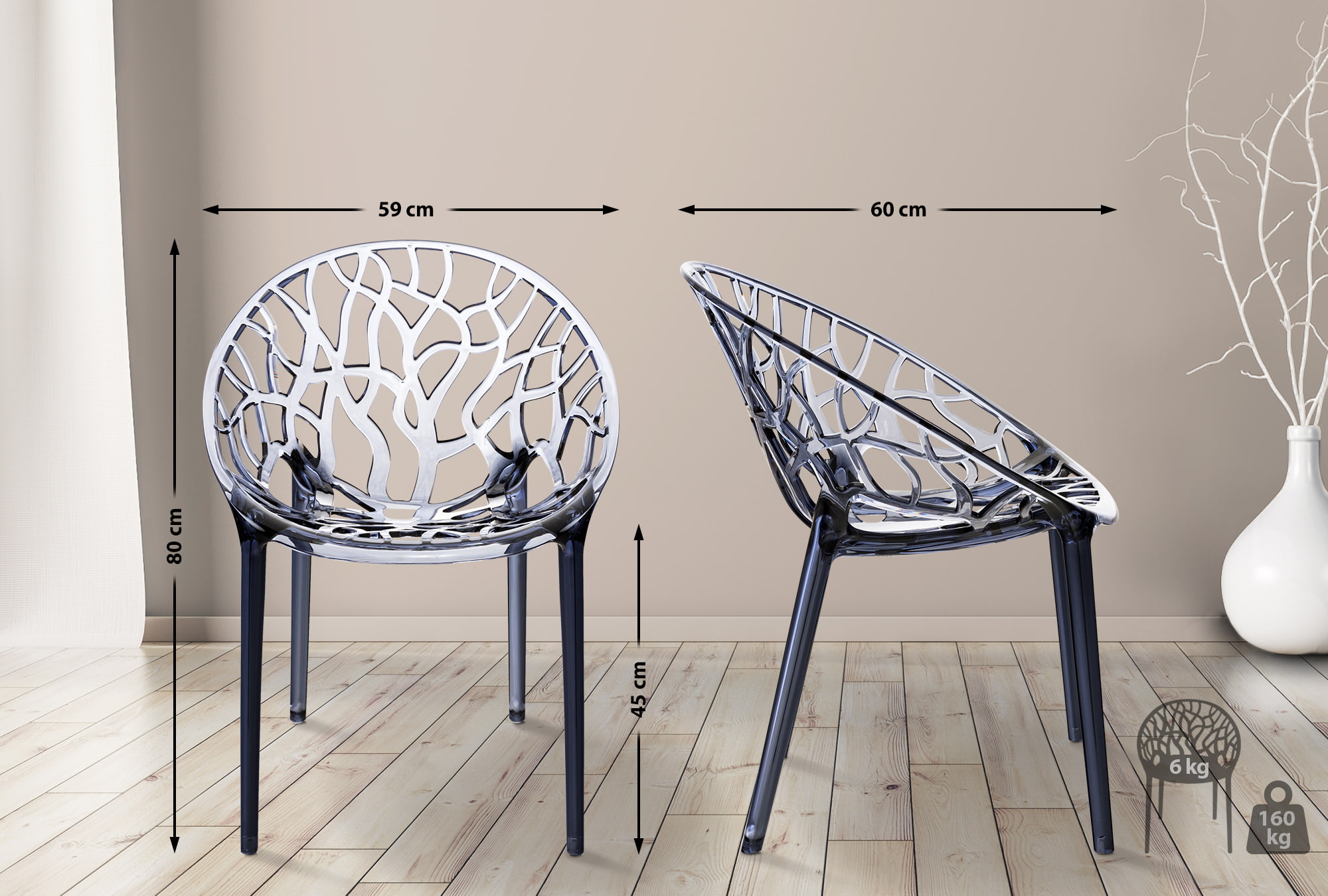 2er Set XXL Gartenstuhl Crystal