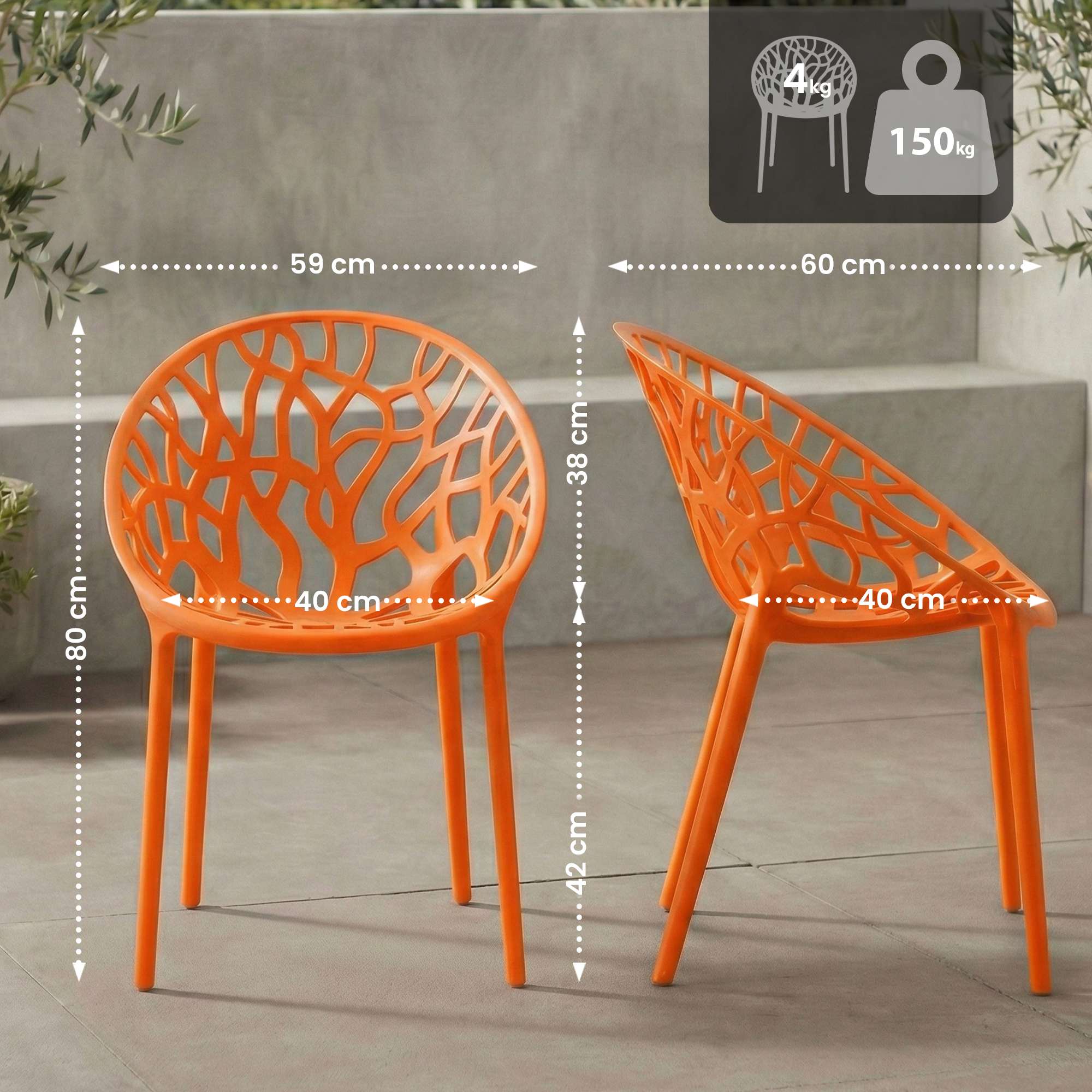 4er Set Gartenstühle Hope